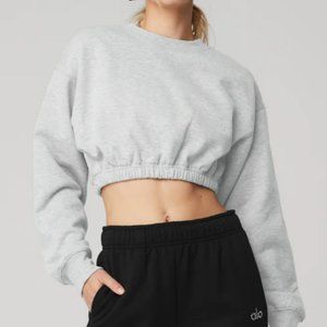Alo Yoga Cropped Crew-Neck Pullover Sweatshirt
